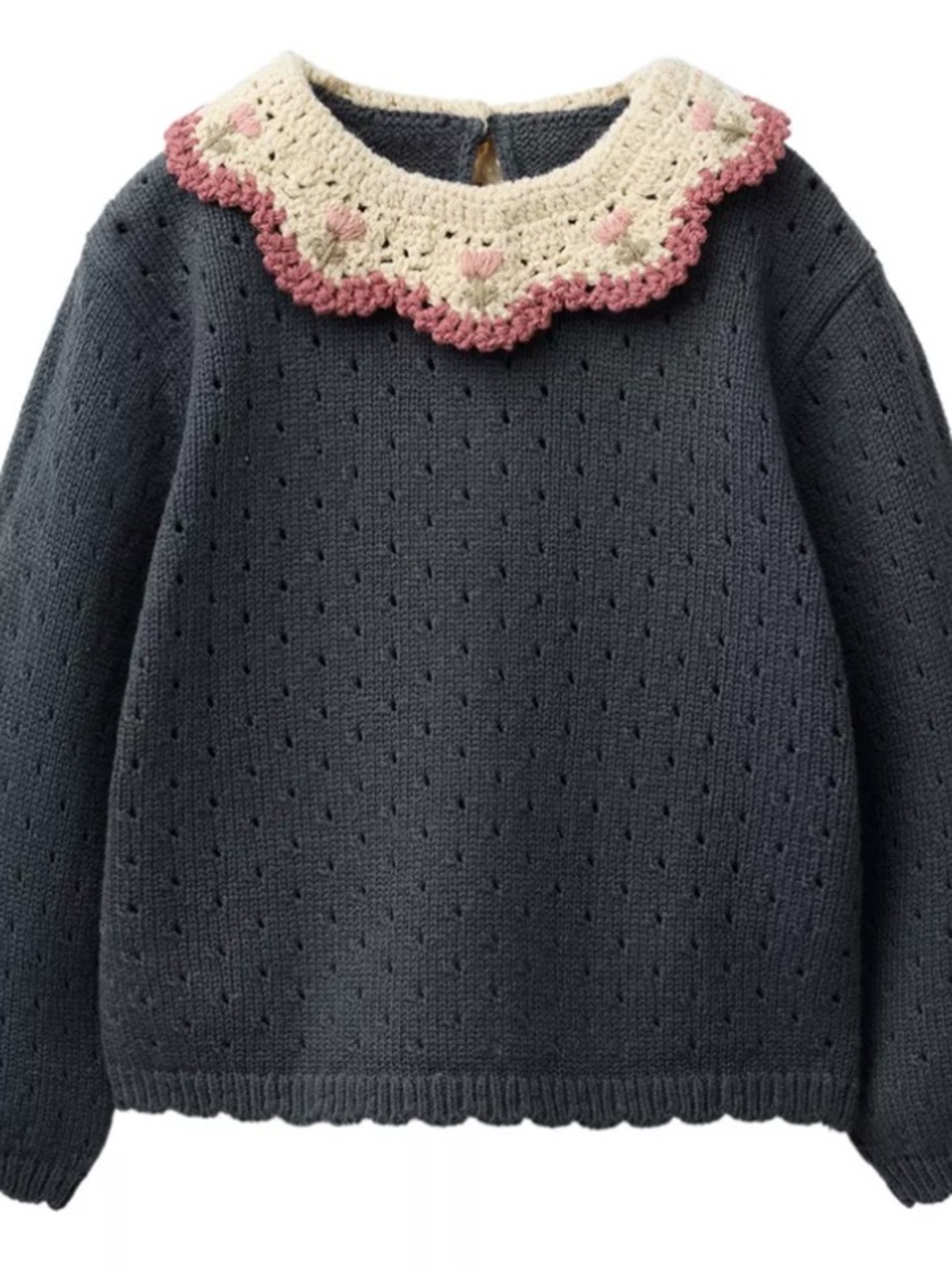 ZARA KIDS MATCHING SET- Dark Blue Knit Crocheted Top/Bottom❤️ - Picture 2 of 16